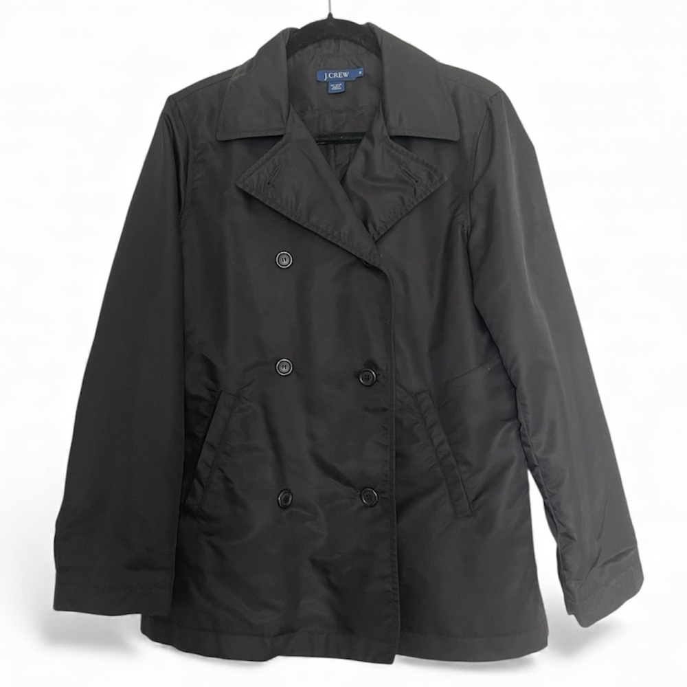 J. Crew Double-Breasted Size Medium Black Rain Coat